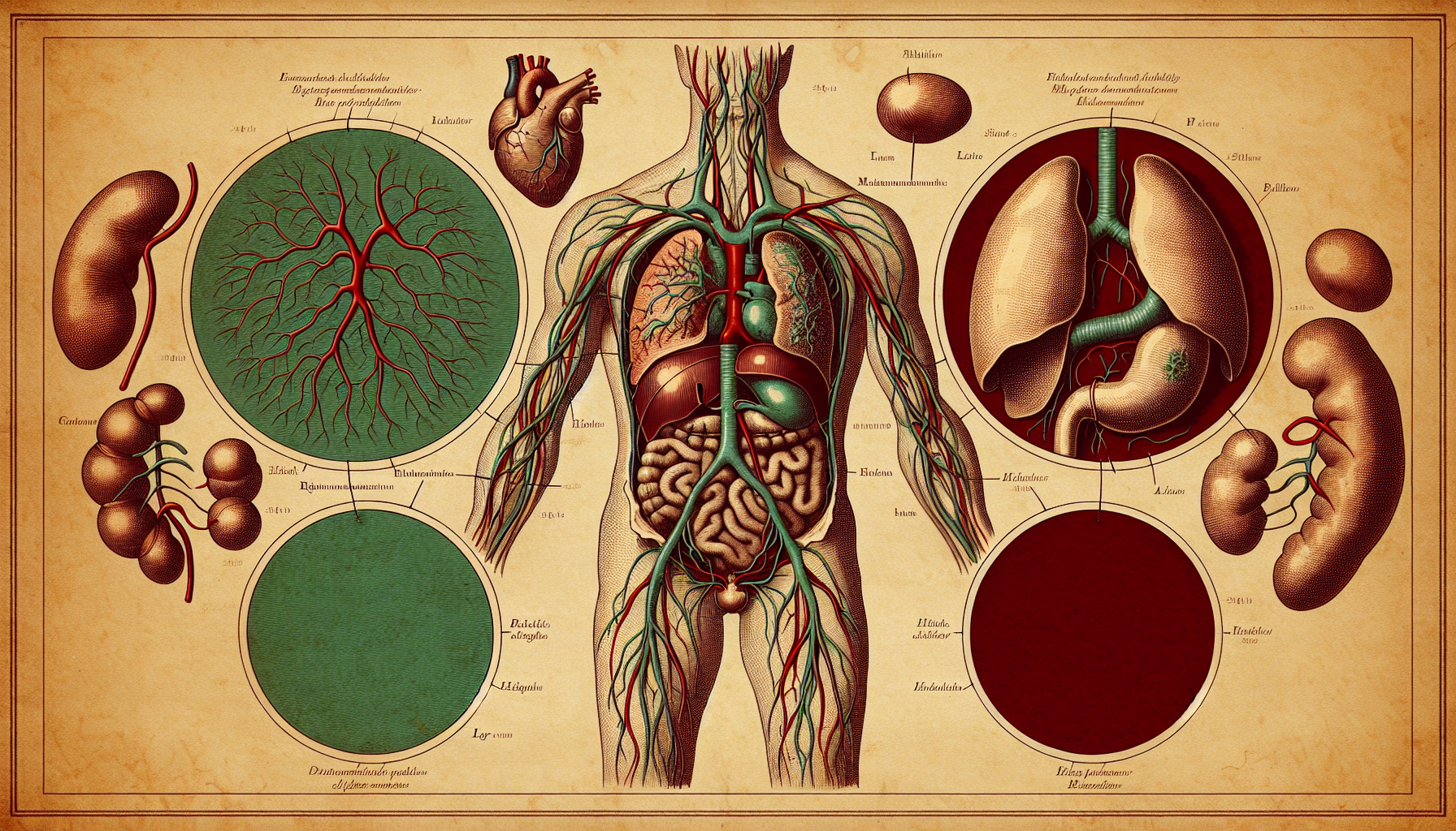 Anatomical-style figure with disease loci marked at three points